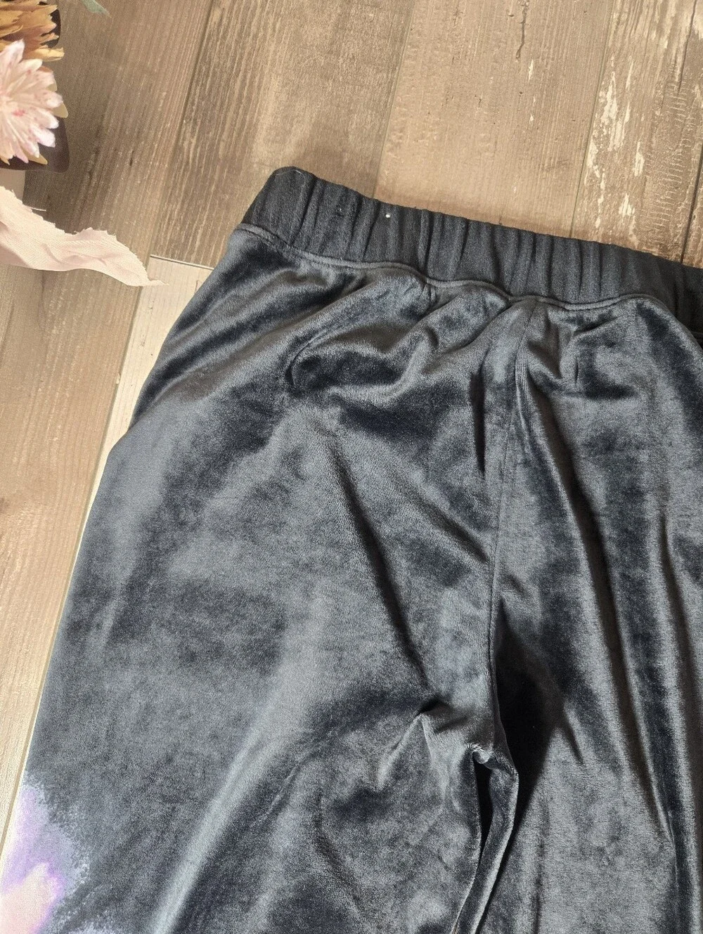 Justice Girls' Black & Purple Tie-Dye Velour Joggers Size Large 12/14 EUC